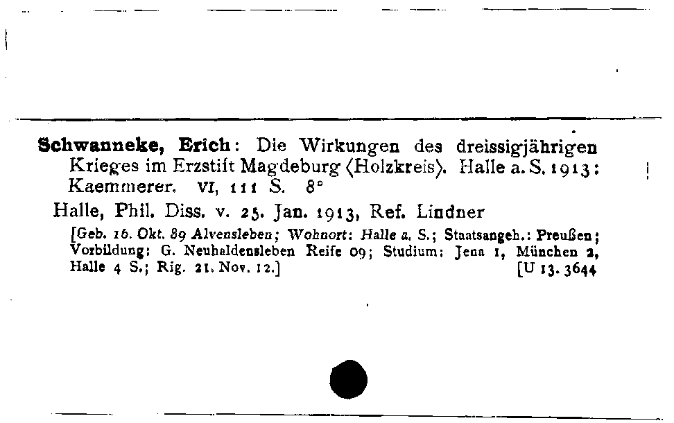 [Katalogkarte Dissertationenkatalog bis 1980]