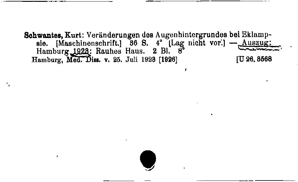 [Katalogkarte Dissertationenkatalog bis 1980]