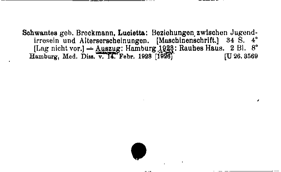 [Katalogkarte Dissertationenkatalog bis 1980]