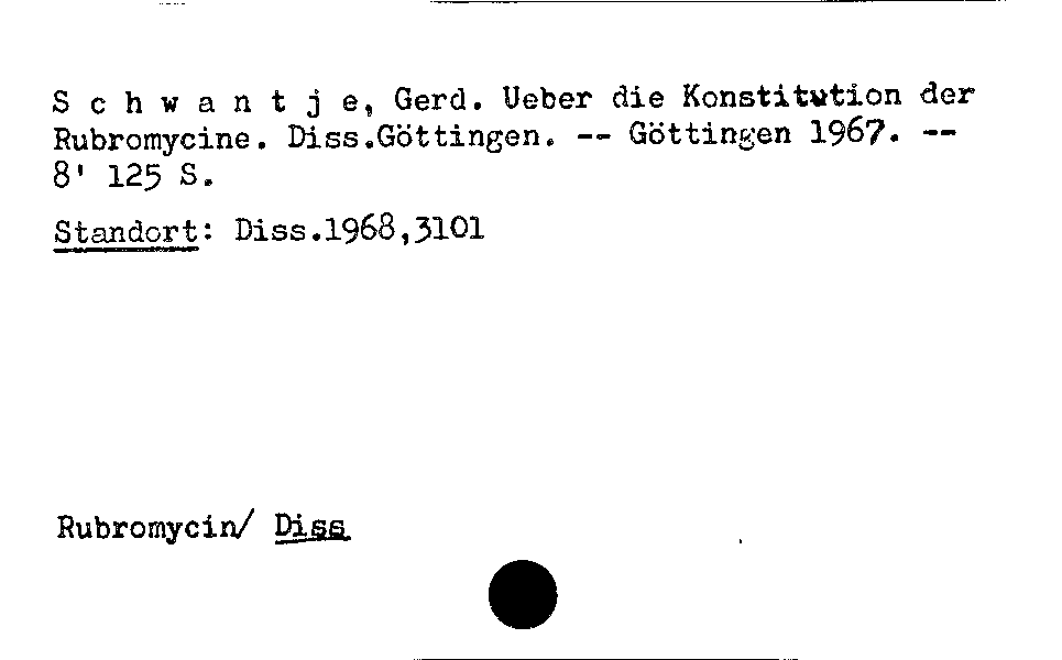 [Katalogkarte Dissertationenkatalog bis 1980]