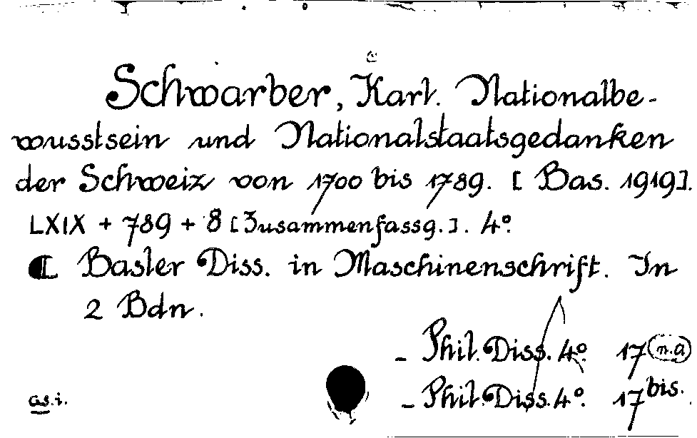 [Katalogkarte Dissertationenkatalog bis 1980]