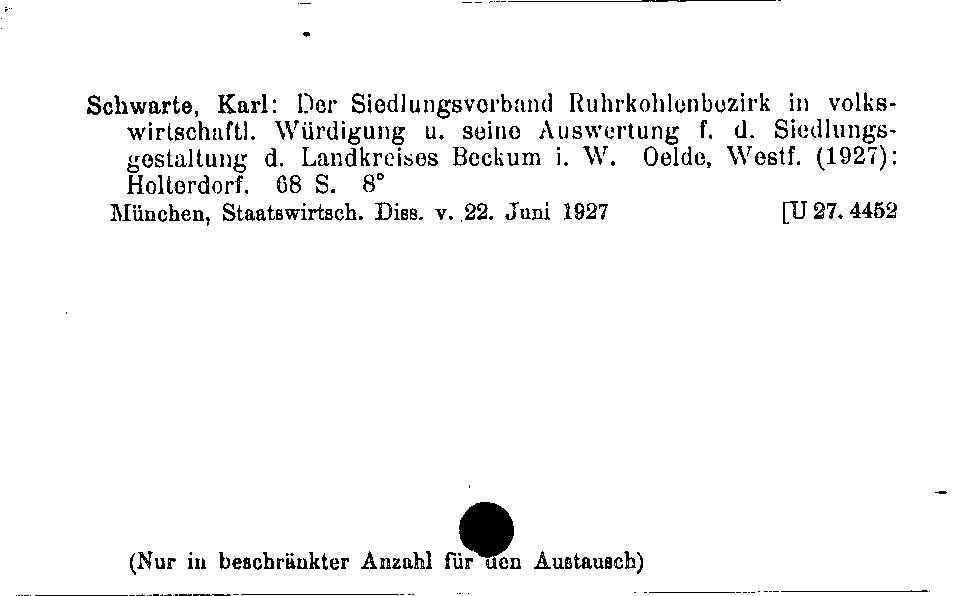 [Katalogkarte Dissertationenkatalog bis 1980]