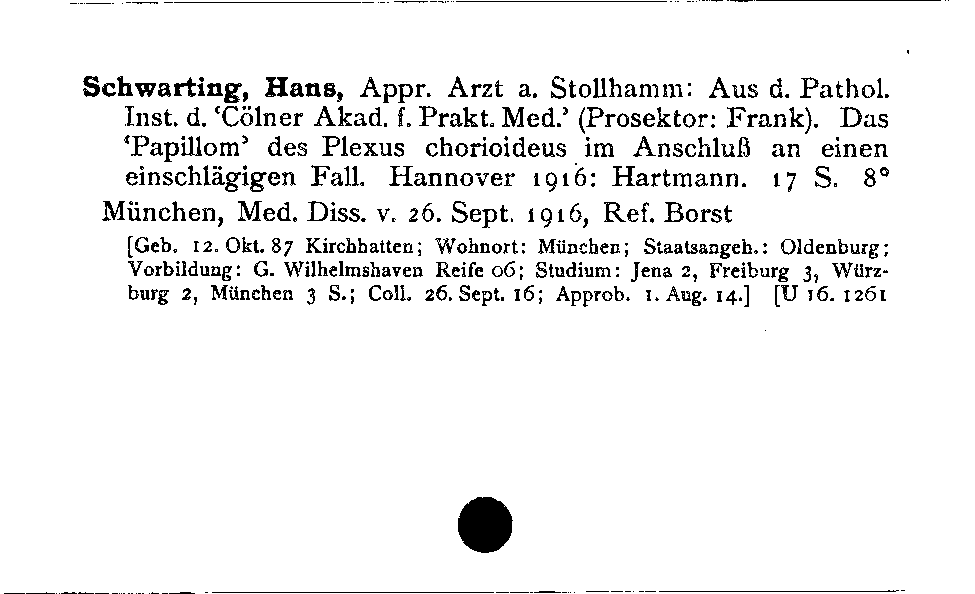 [Katalogkarte Dissertationenkatalog bis 1980]