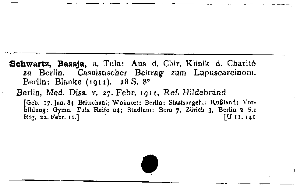 [Katalogkarte Dissertationenkatalog bis 1980]