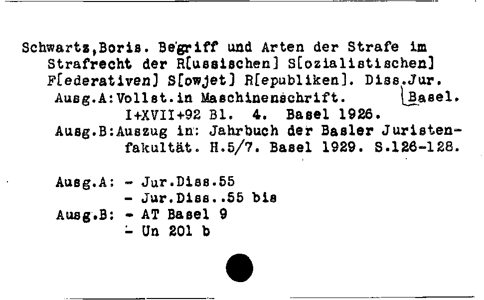 [Katalogkarte Dissertationenkatalog bis 1980]