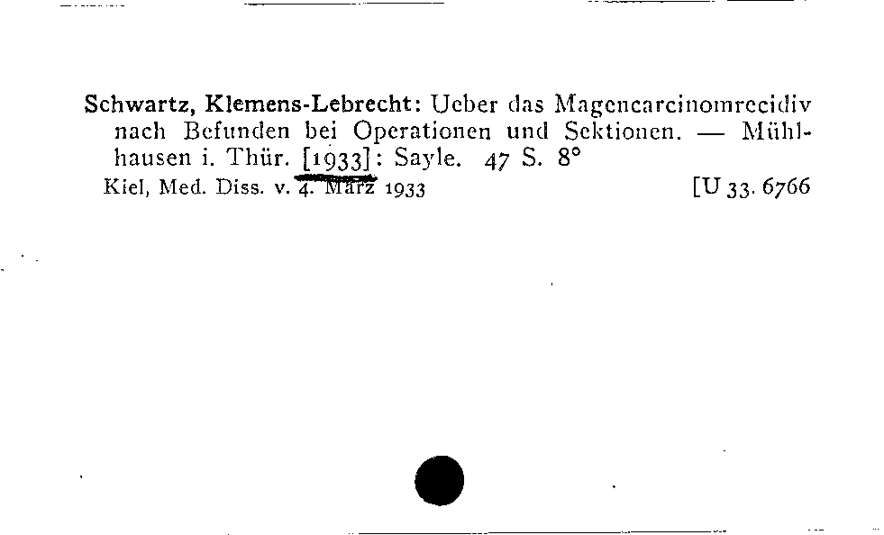 [Katalogkarte Dissertationenkatalog bis 1980]