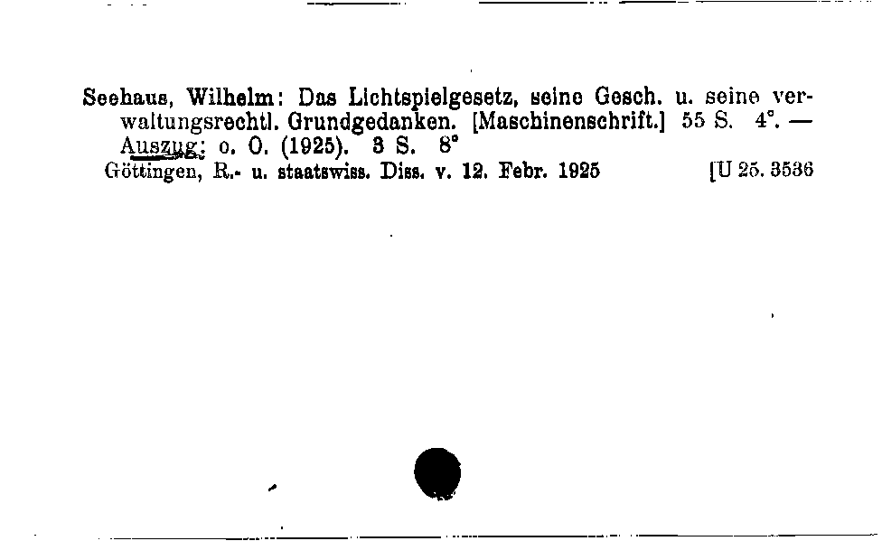 [Katalogkarte Dissertationenkatalog bis 1980]