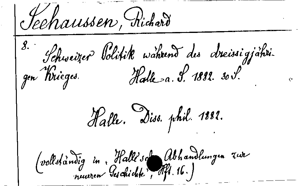 [Katalogkarte Dissertationenkatalog bis 1980]