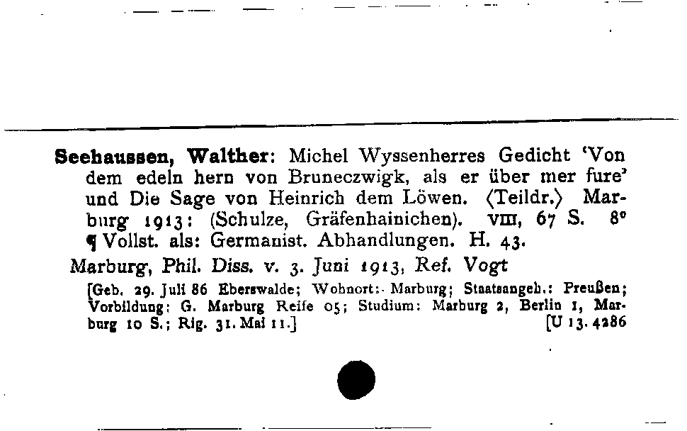 [Katalogkarte Dissertationenkatalog bis 1980]