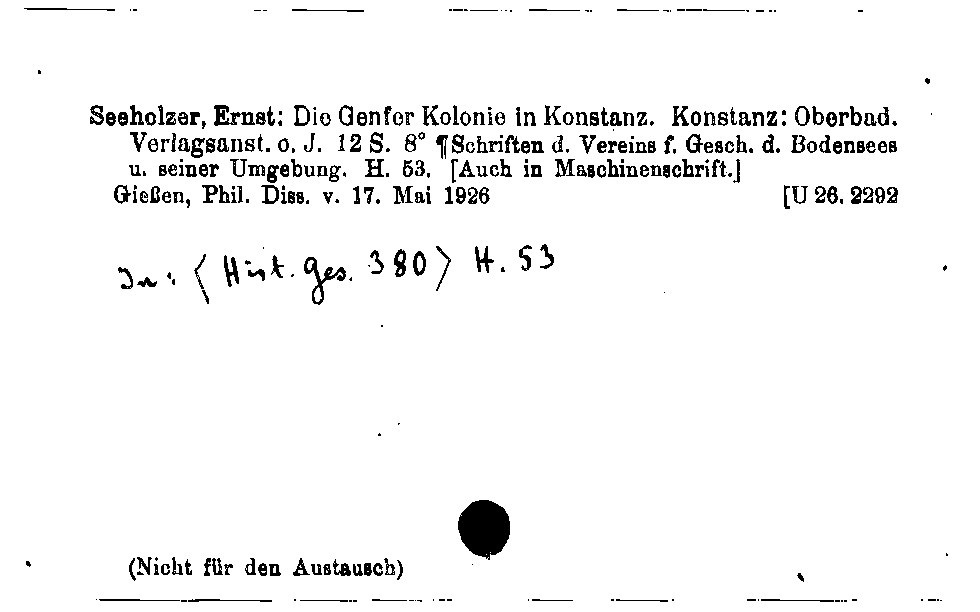 [Katalogkarte Dissertationenkatalog bis 1980]