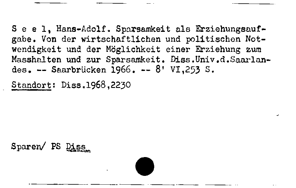 [Katalogkarte Dissertationenkatalog bis 1980]