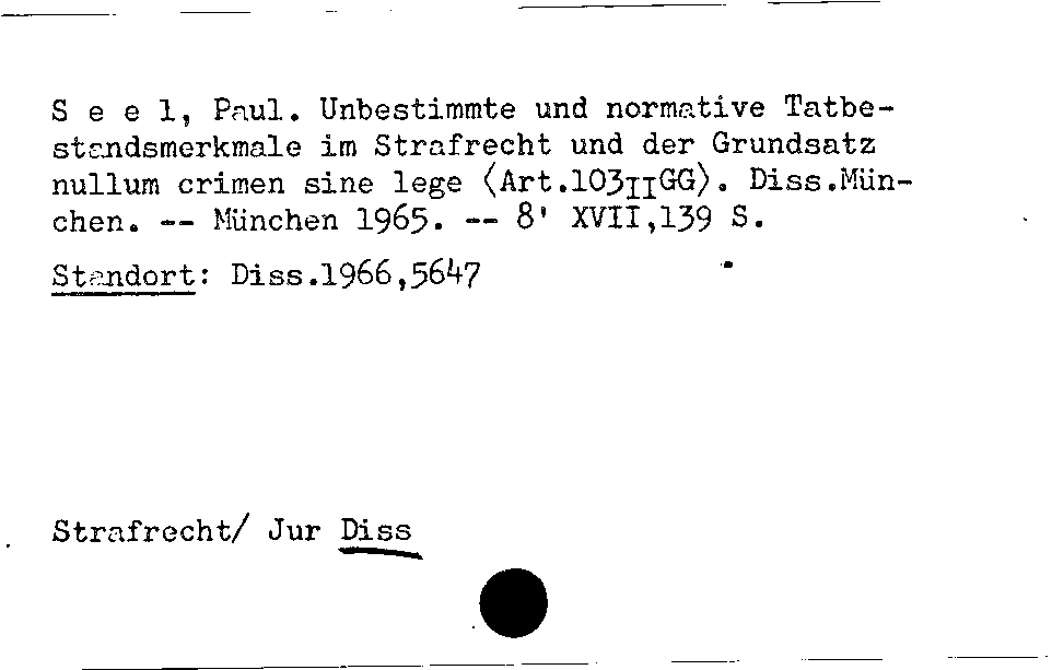 [Katalogkarte Dissertationenkatalog bis 1980]