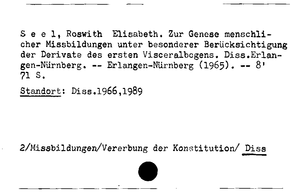 [Katalogkarte Dissertationenkatalog bis 1980]