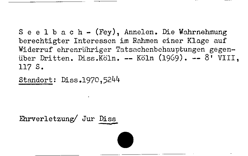 [Katalogkarte Dissertationenkatalog bis 1980]