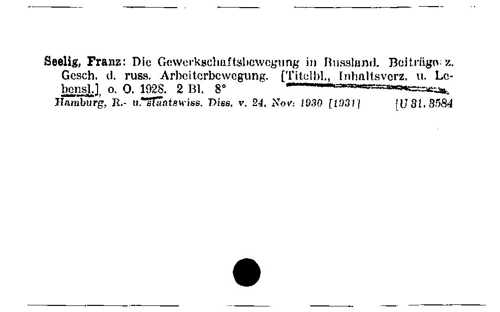 [Katalogkarte Dissertationenkatalog bis 1980]