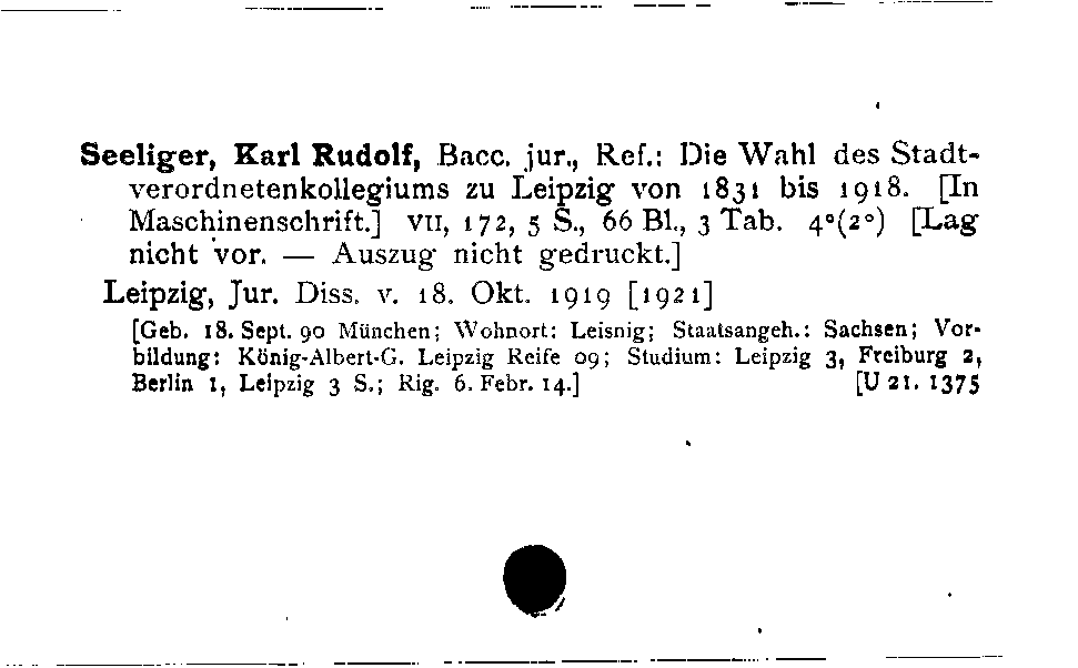 [Katalogkarte Dissertationenkatalog bis 1980]