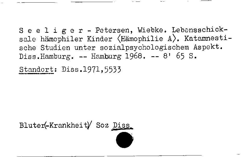 [Katalogkarte Dissertationenkatalog bis 1980]