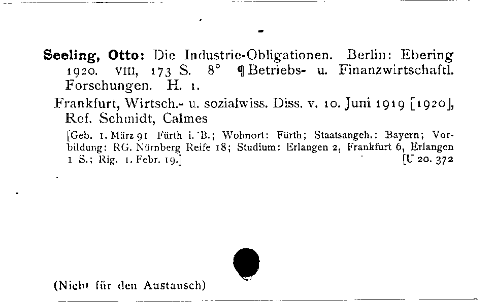 [Katalogkarte Dissertationenkatalog bis 1980]