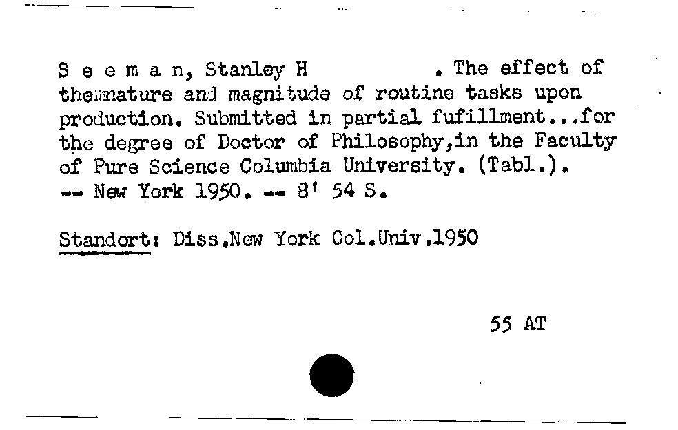 [Katalogkarte Dissertationenkatalog bis 1980]