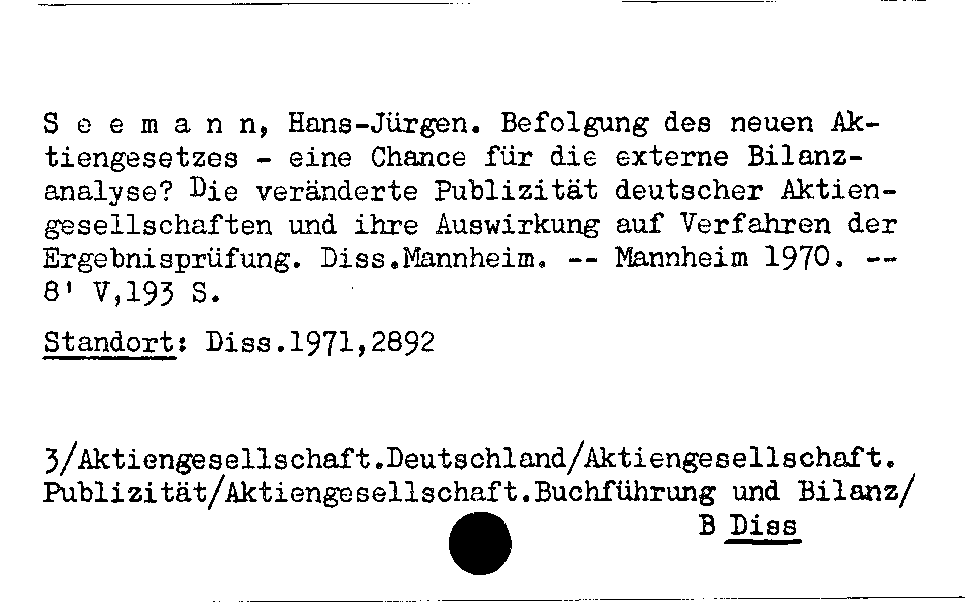 [Katalogkarte Dissertationenkatalog bis 1980]