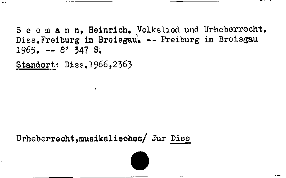 [Katalogkarte Dissertationenkatalog bis 1980]