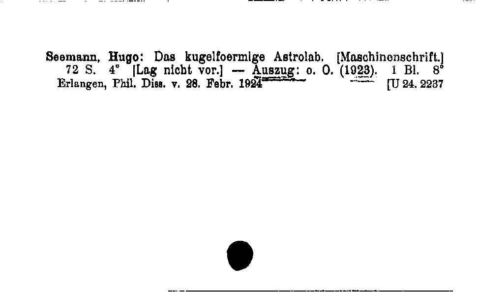 [Katalogkarte Dissertationenkatalog bis 1980]