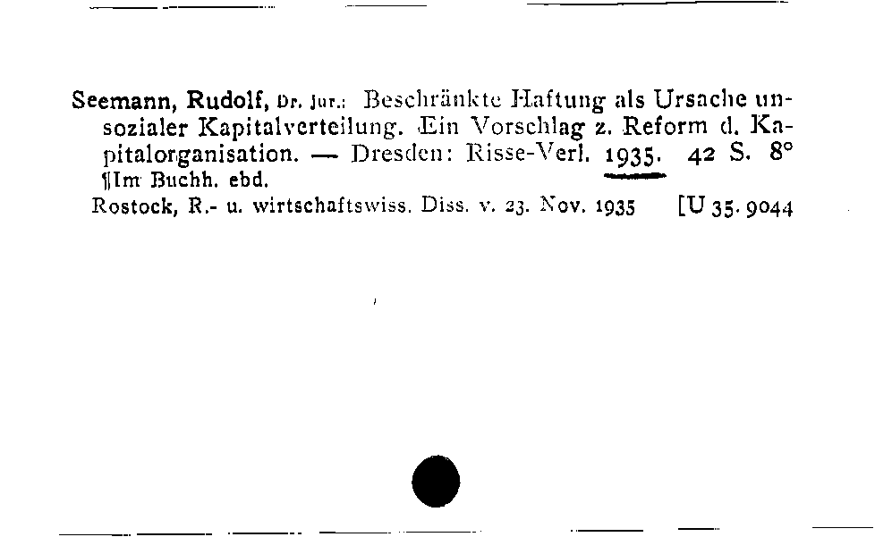 [Katalogkarte Dissertationenkatalog bis 1980]