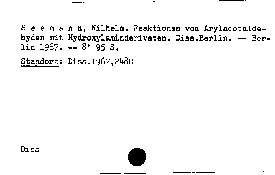 [Katalogkarte Dissertationenkatalog bis 1980]