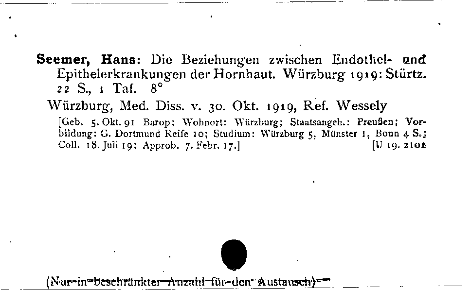 [Katalogkarte Dissertationenkatalog bis 1980]