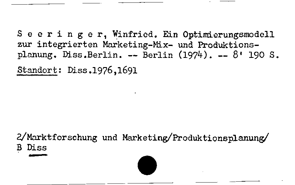 [Katalogkarte Dissertationenkatalog bis 1980]