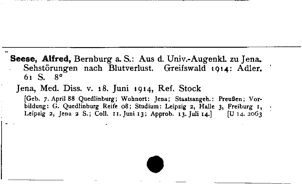 [Katalogkarte Dissertationenkatalog bis 1980]