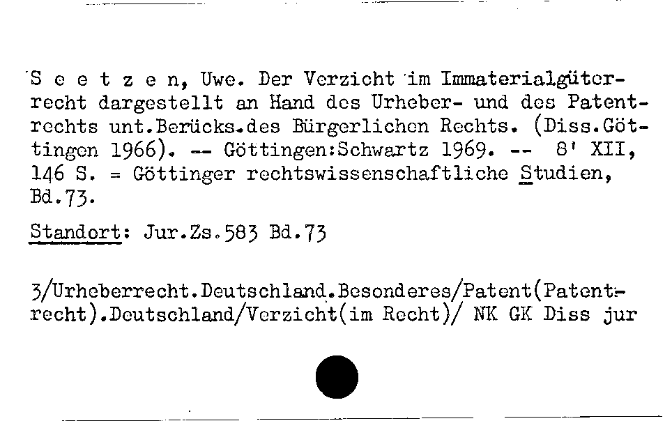 [Katalogkarte Dissertationenkatalog bis 1980]