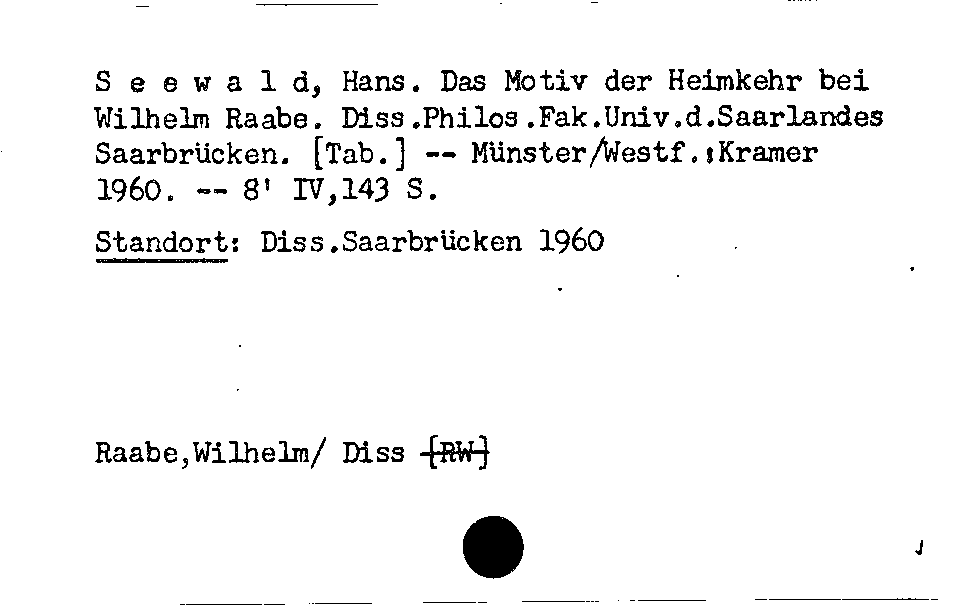 [Katalogkarte Dissertationenkatalog bis 1980]