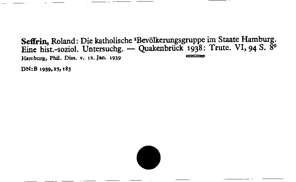 [Katalogkarte Dissertationenkatalog bis 1980]