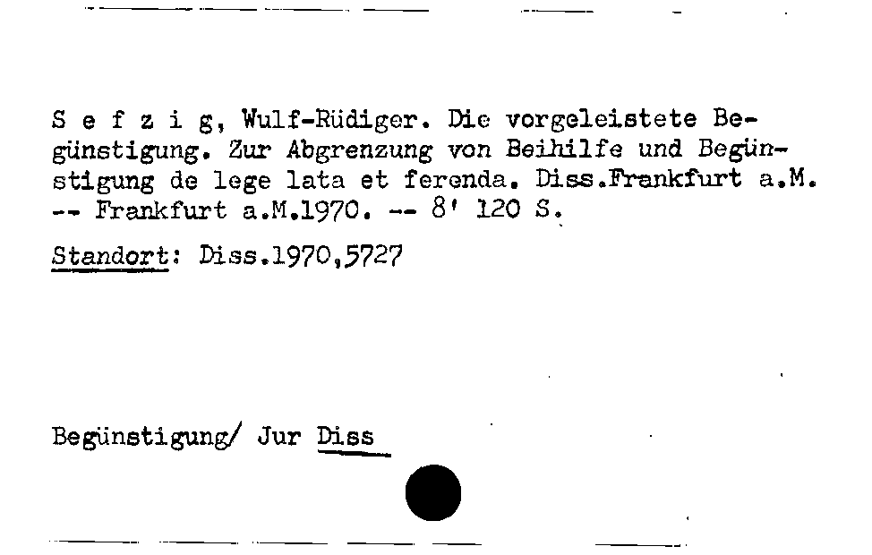 [Katalogkarte Dissertationenkatalog bis 1980]