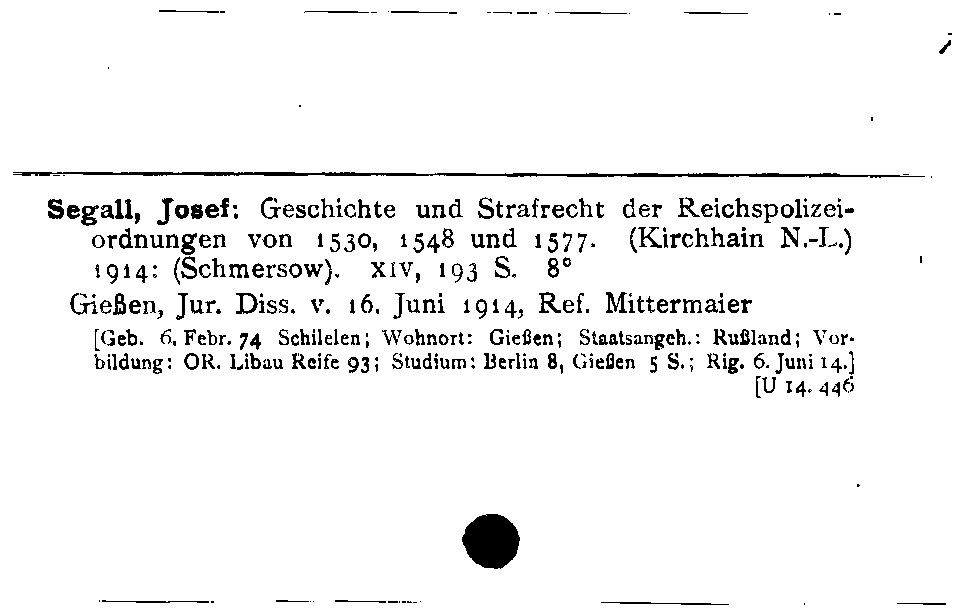 [Katalogkarte Dissertationenkatalog bis 1980]