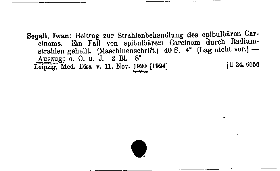 [Katalogkarte Dissertationenkatalog bis 1980]