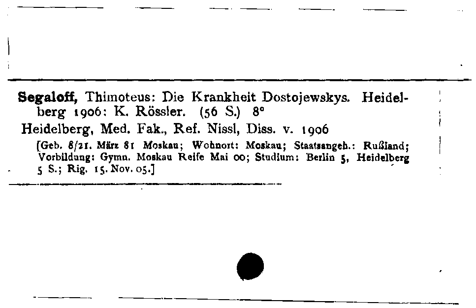 [Katalogkarte Dissertationenkatalog bis 1980]