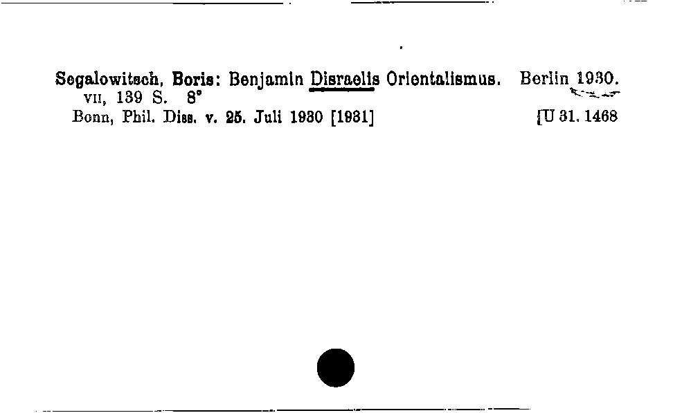 [Katalogkarte Dissertationenkatalog bis 1980]