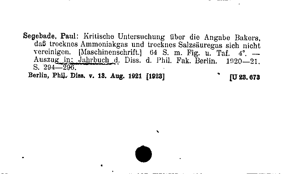 [Katalogkarte Dissertationenkatalog bis 1980]