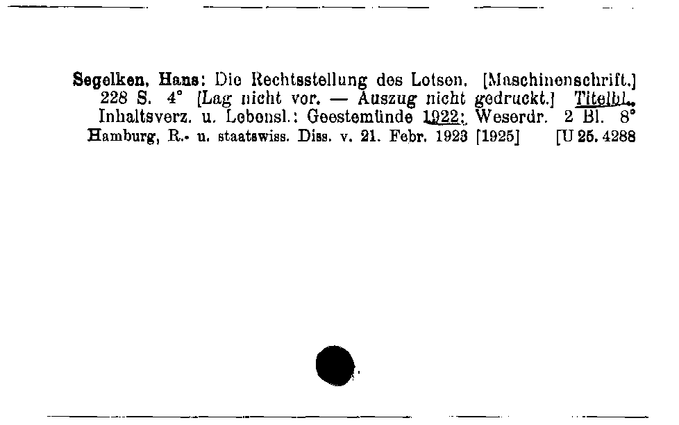 [Katalogkarte Dissertationenkatalog bis 1980]