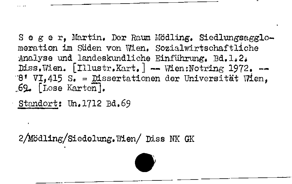 [Katalogkarte Dissertationenkatalog bis 1980]