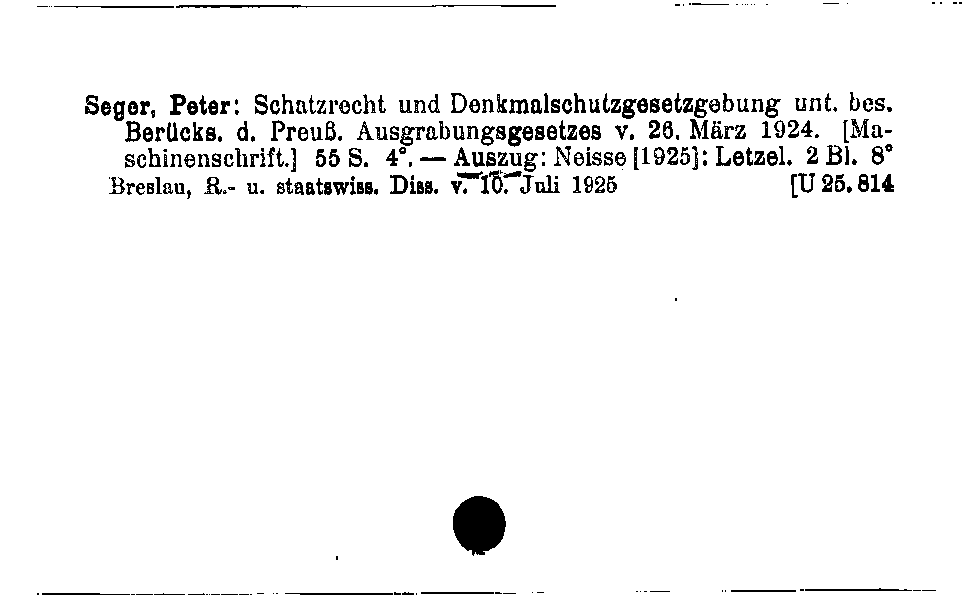 [Katalogkarte Dissertationenkatalog bis 1980]