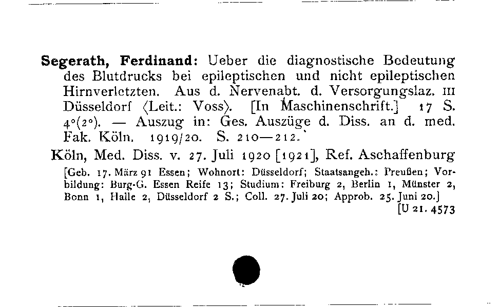 [Katalogkarte Dissertationenkatalog bis 1980]