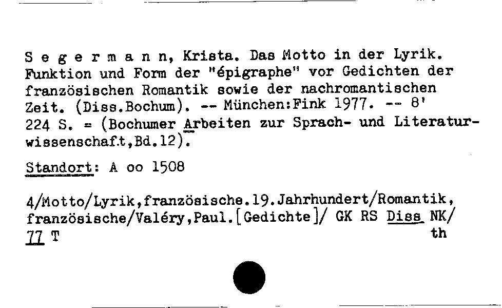 [Katalogkarte Dissertationenkatalog bis 1980]