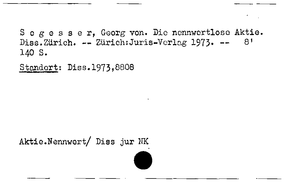 [Katalogkarte Dissertationenkatalog bis 1980]