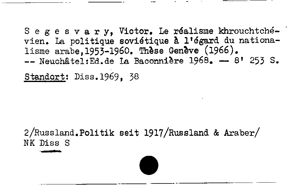 [Katalogkarte Dissertationenkatalog bis 1980]