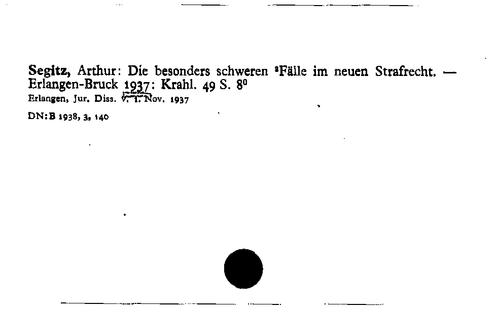 [Katalogkarte Dissertationenkatalog bis 1980]