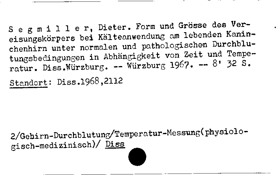 [Katalogkarte Dissertationenkatalog bis 1980]