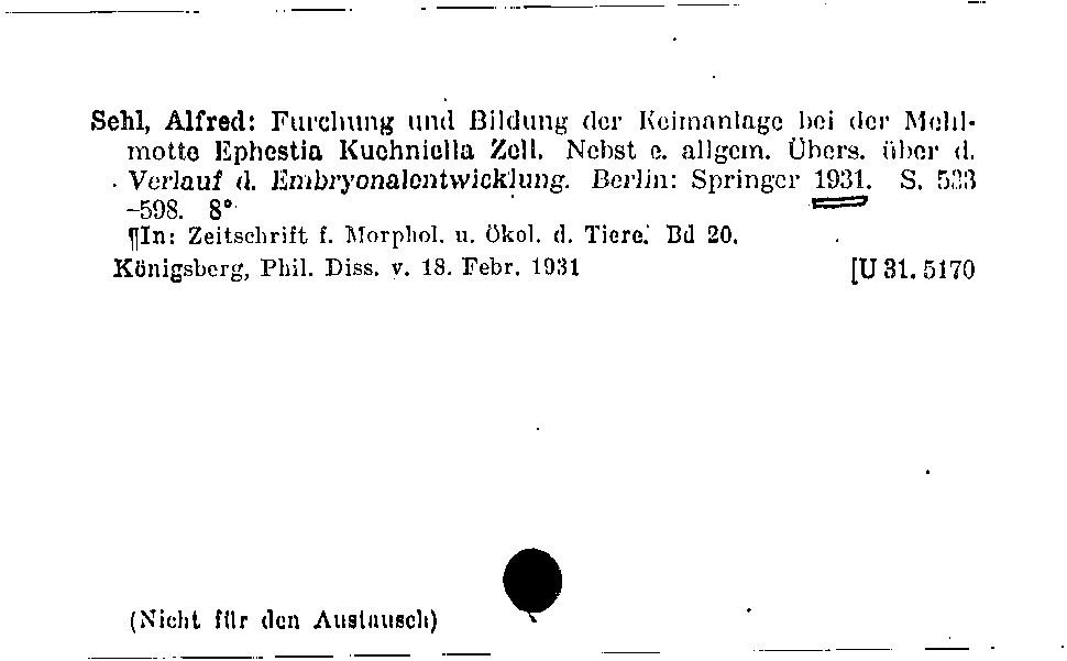 [Katalogkarte Dissertationenkatalog bis 1980]